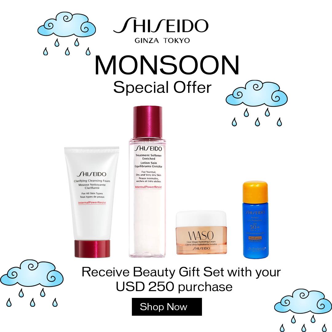 Shiseido : Buy $ 250 ~ Get Facial foam 1, Toner 1and GSC 1